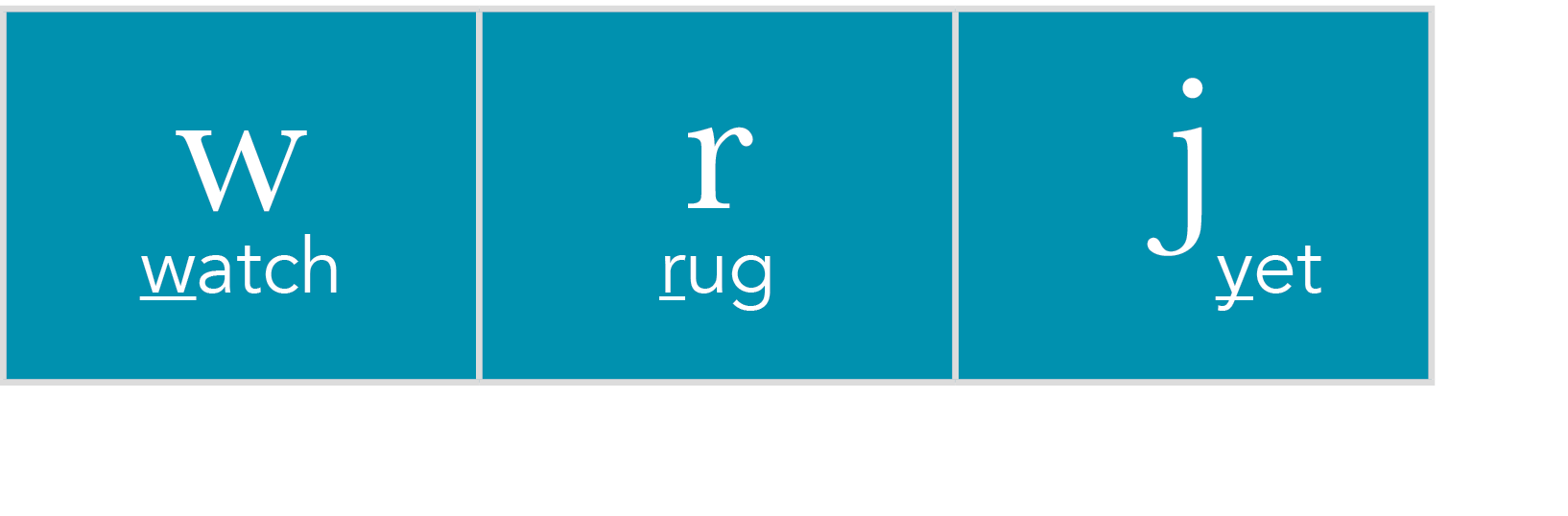 w watch,r rug,j    yet